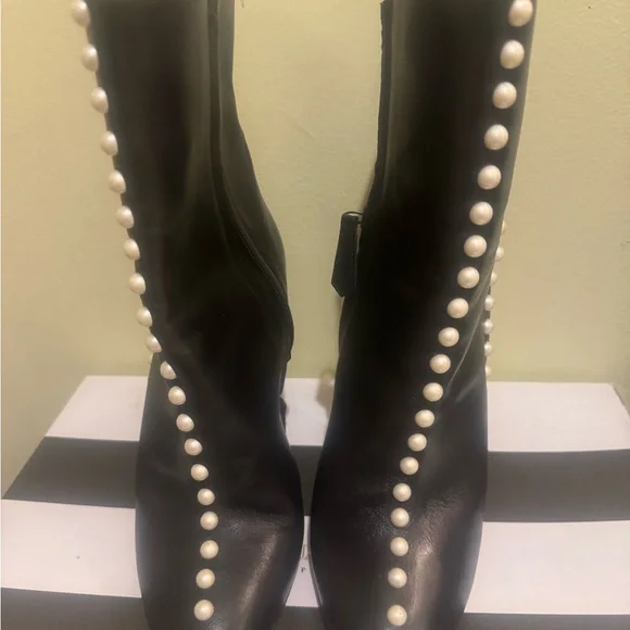 Aquazzura Black Boots with Pearl Detailing - Picture 1 of 4